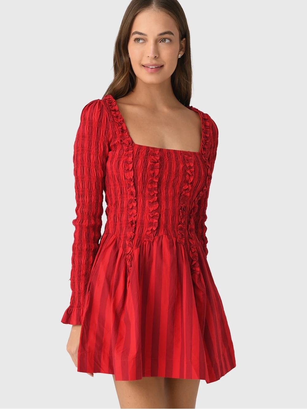 Damson Madder NWT Red Organic Cotton Stripe Raphaela Mini Dress Size UK 10 US 6